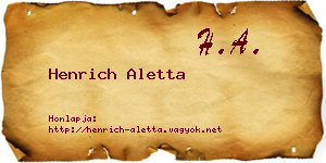 Henrich Aletta névjegykártya